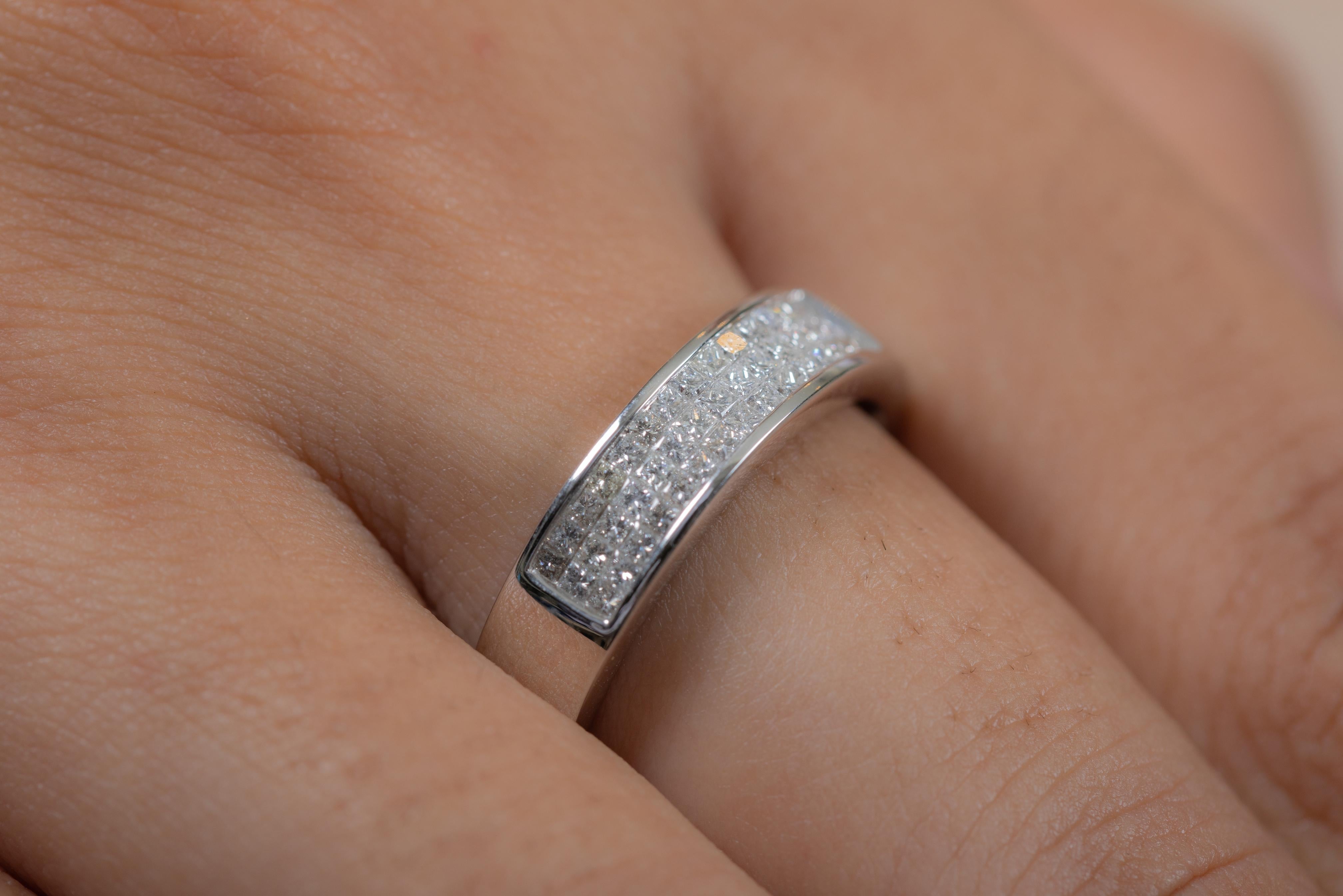 For Sale:  Natural Diamond Engagement Band Ring in 18 Karat White Gold 3