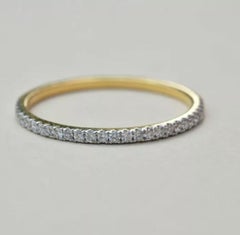 Diamond Half Eternity Band 14k Solid Gold Diamond Wedding Band Dainty Ring Band.