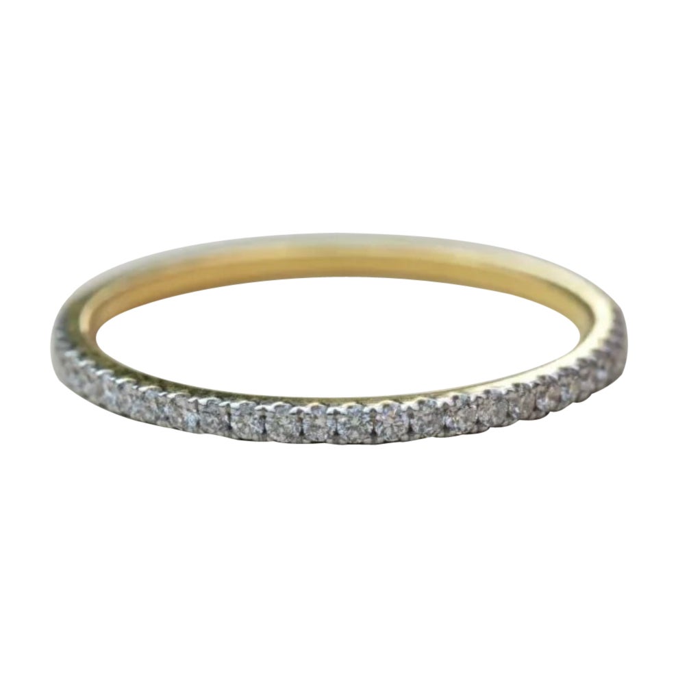 Diamond Half Eternity Band 14k Solid Gold Diamond Wedding Band Dainty Ring Band.