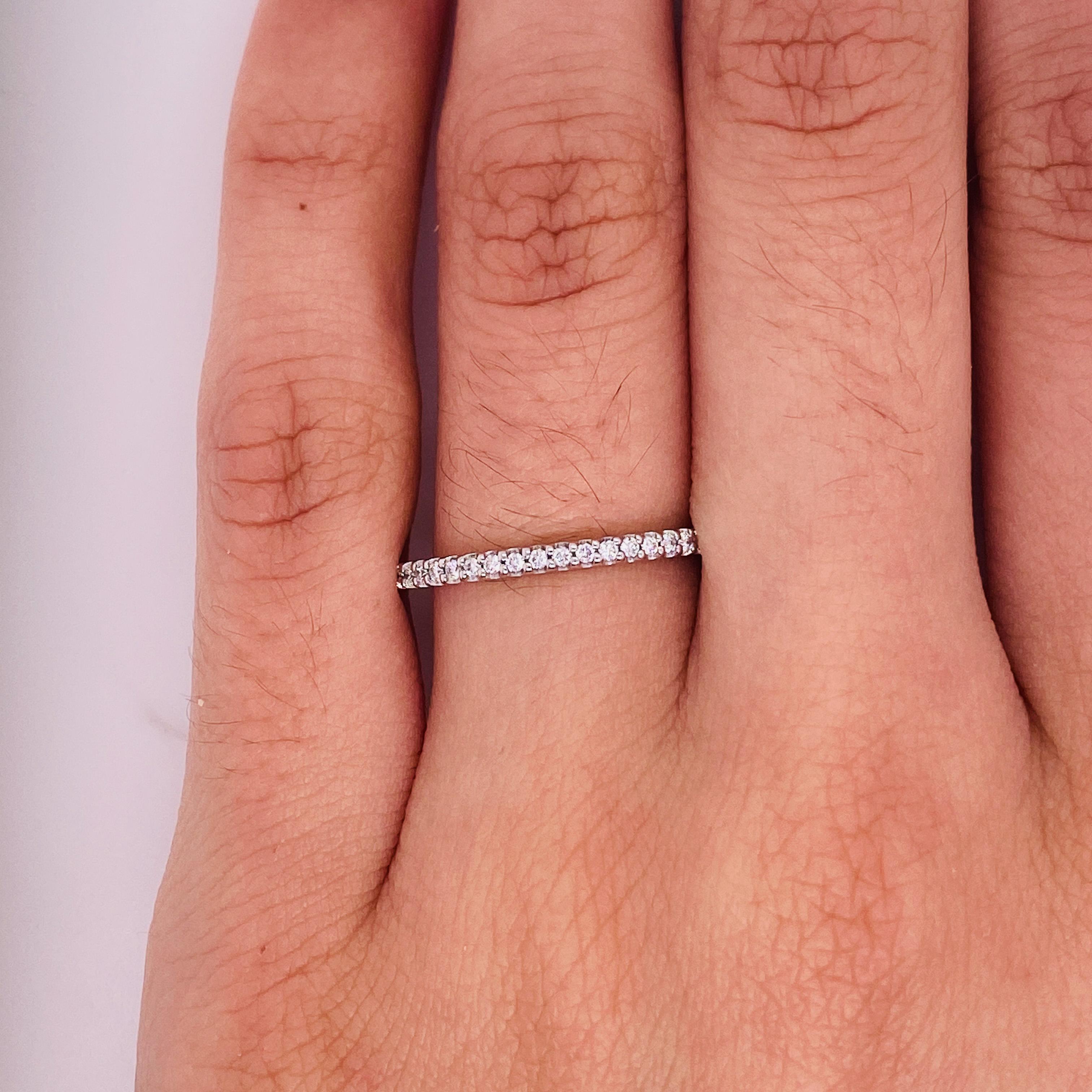 For Sale:  Diamond Half Eternity Band in 14k White Gold .13 Carat Round Diamond Stackable 4