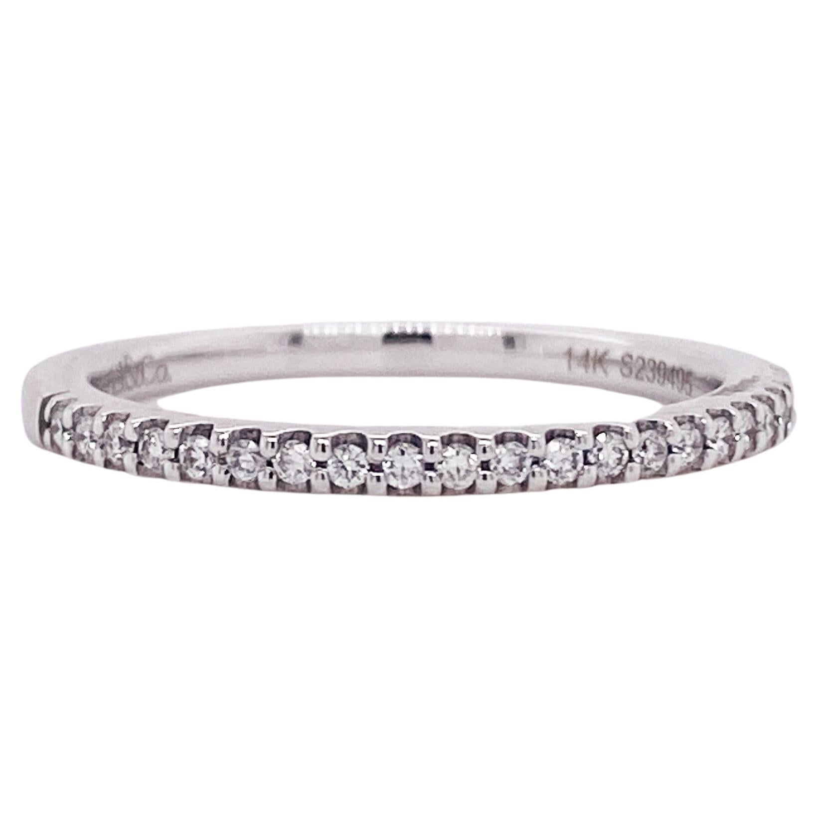 For Sale:  Diamond Half Eternity Band in 14k White Gold .13 Carat Round Diamond Stackable