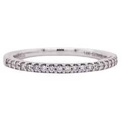 Diamond Half Eternity Band in 14k White Gold .13 Carat Round Diamond Stackable