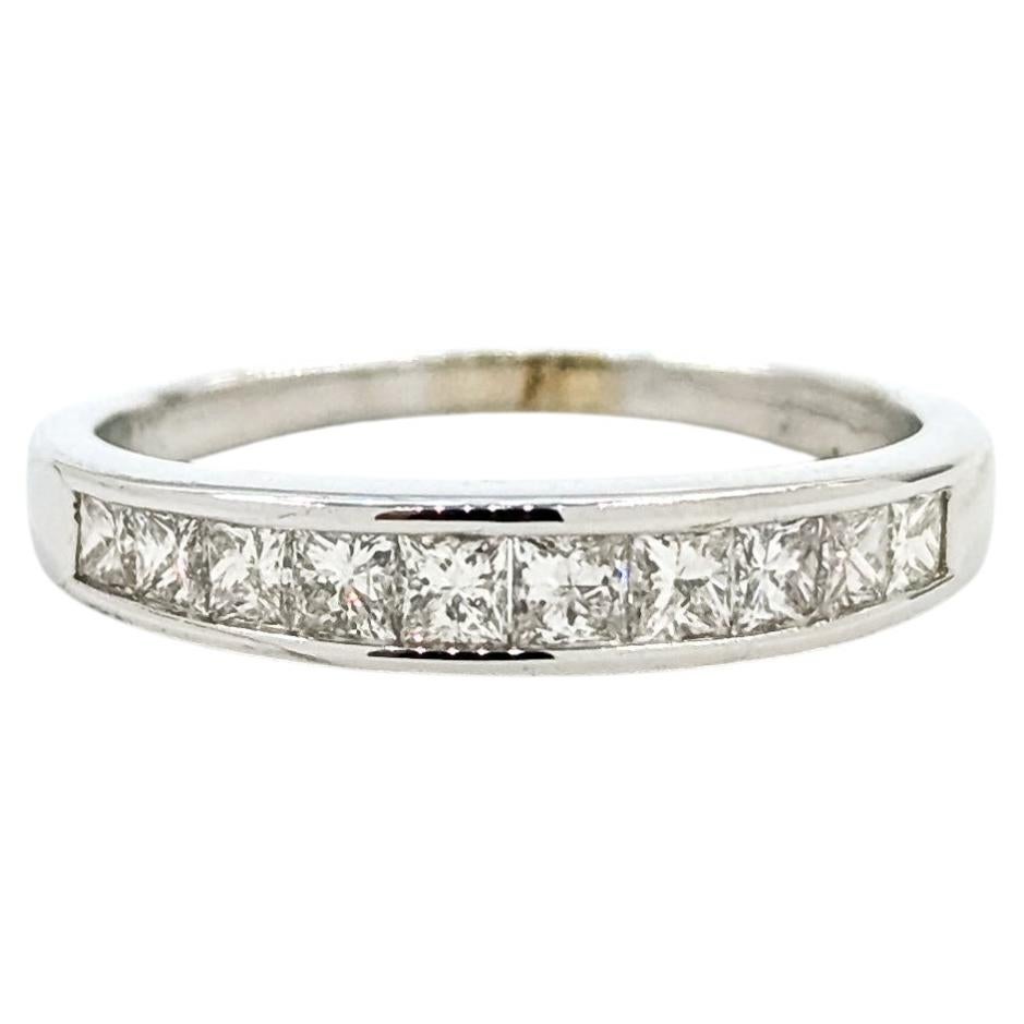 Diamond Half Eternity Band in 14k White Gold For Sale