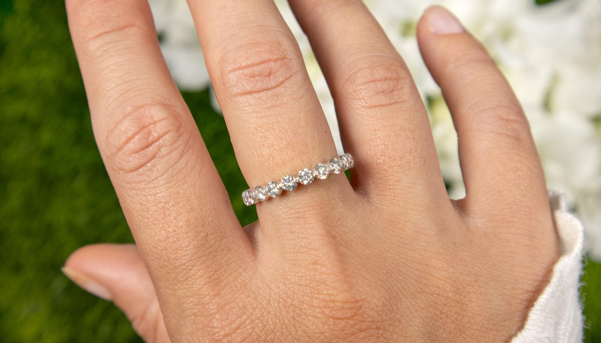 Contemporary Diamond Half Eternity Band Ring 1 Carat Total For Sale