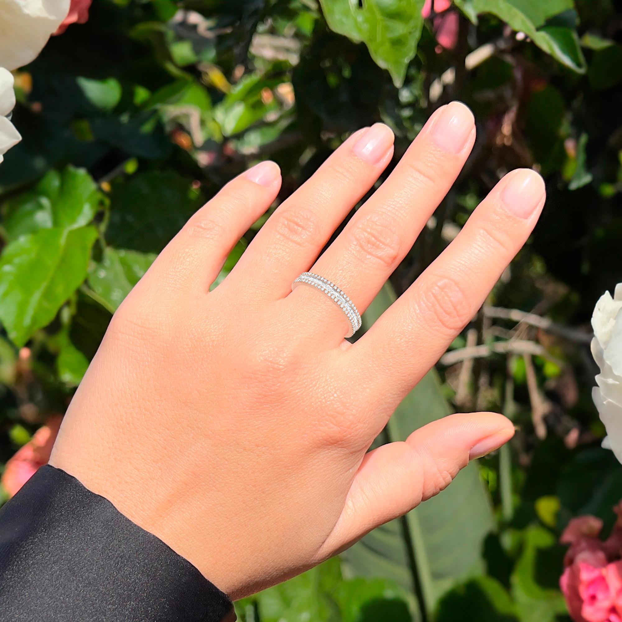 Contemporary Diamond Half Eternity Band Ring 18K Rose Gold For Sale