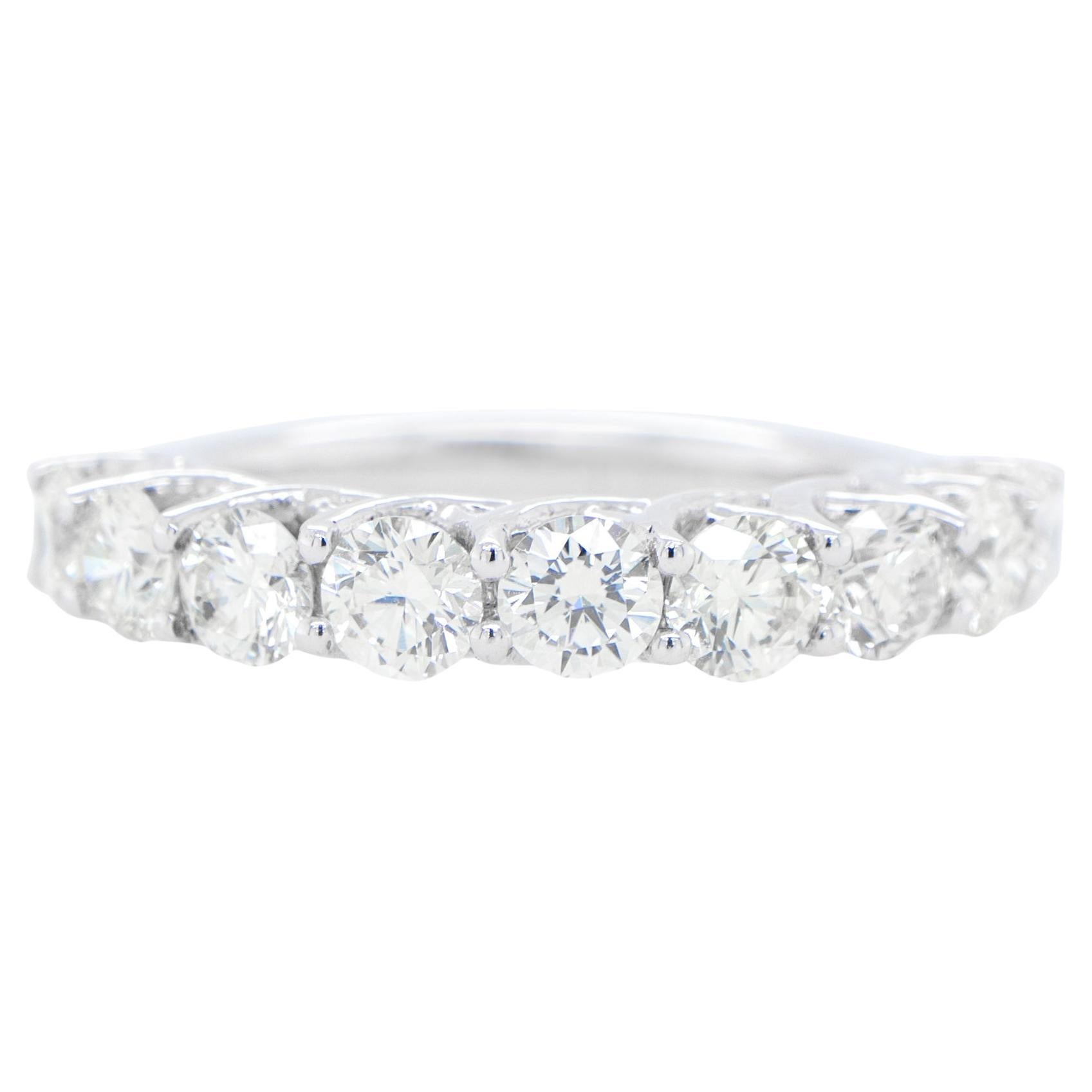 Diamond Half Eternity Band Ring 2 Carats 18K White Gold For Sale