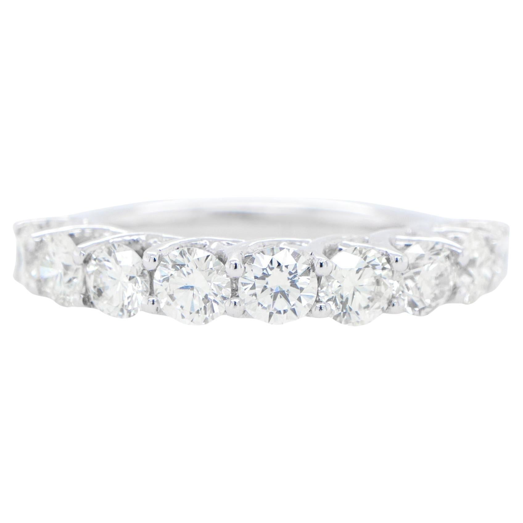 Diamond Half Eternity Band Ring 2 Carats 18K White Gold For Sale