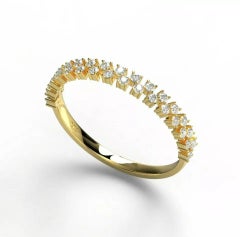 Diamond Half Eternity Engagement Ring in 14K Solid Yellow Gold