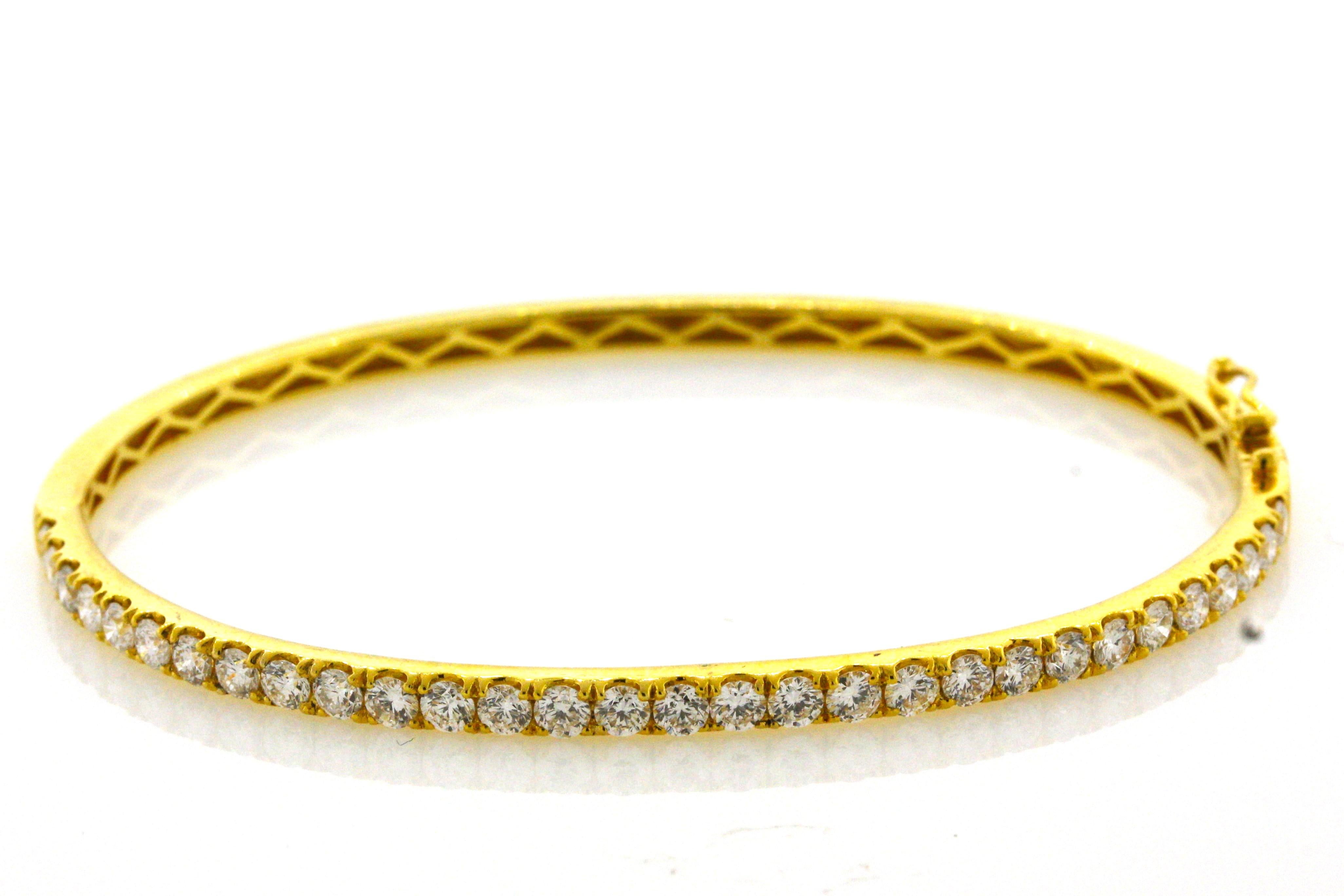 Women's Diamond Half-Eternity Gold Bangle Bracelet For Sale