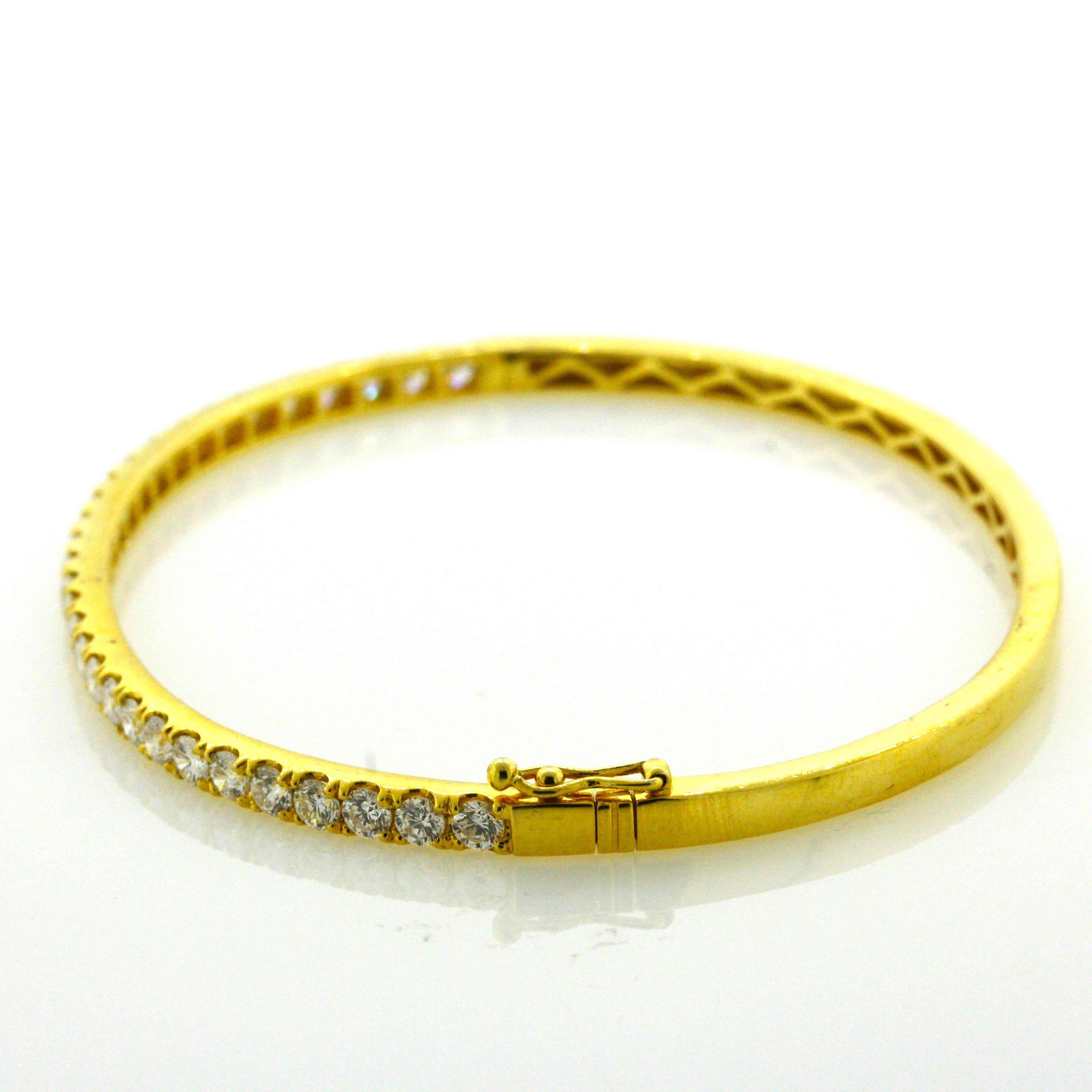 Diamond Half-Eternity Gold Bangle Bracelet For Sale 1
