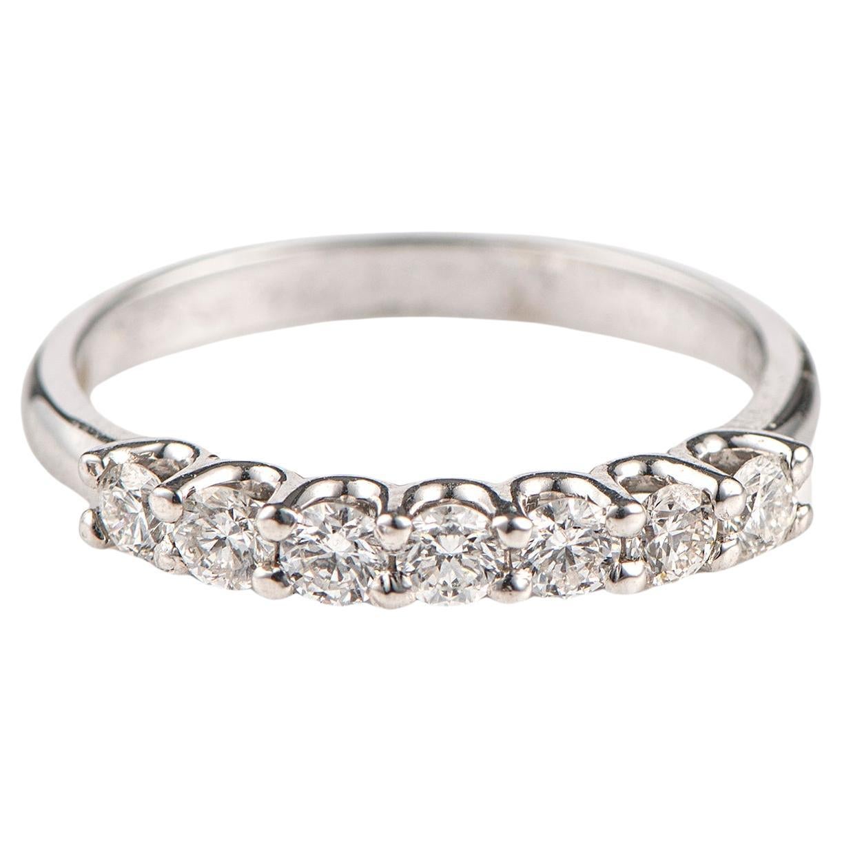 0.49ctw Natural Diamond Half Eternity Ring, 18K White Gold, size US 6 For Sale
