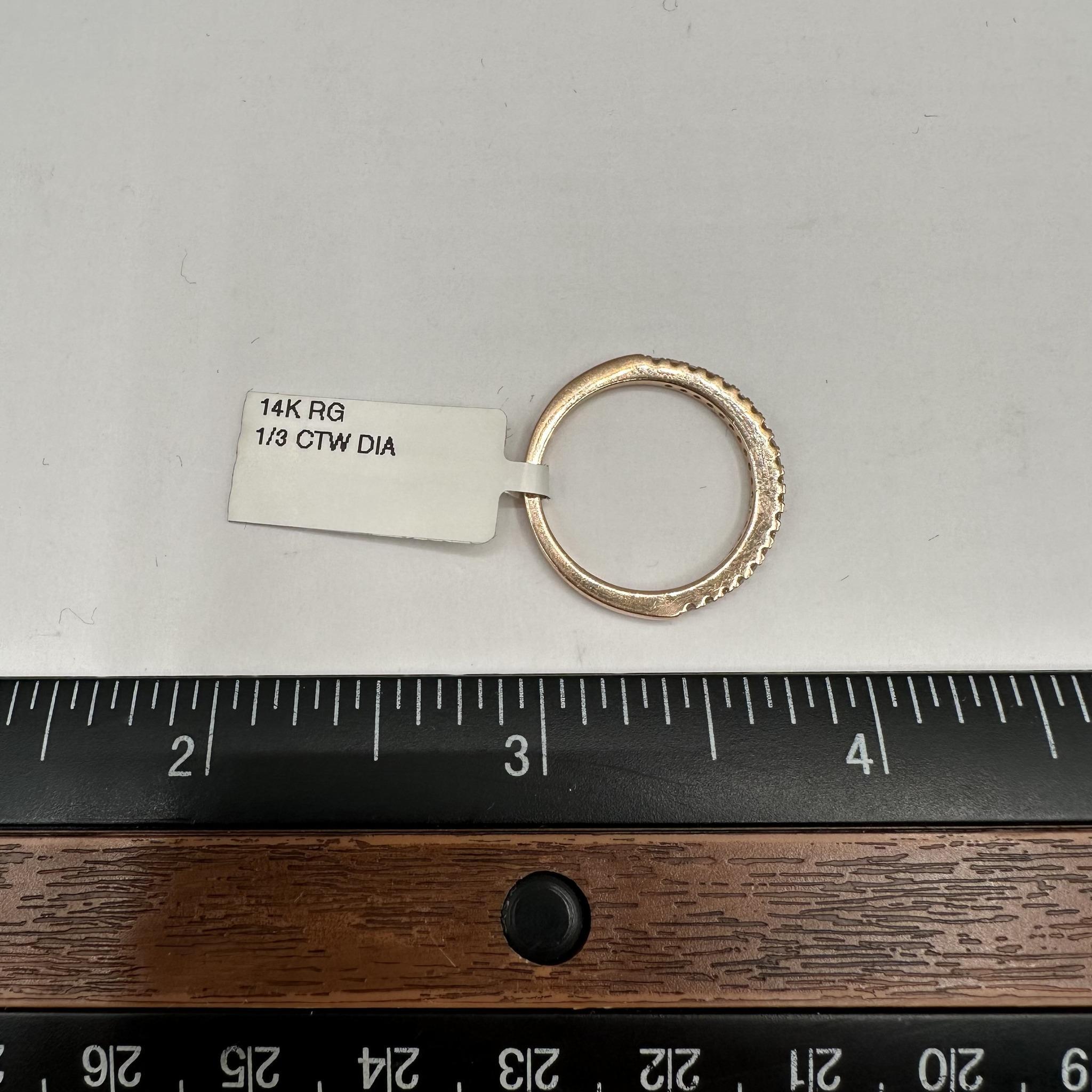 De las mujeres Media alianza de diamantes en oro rosa de 14 kt - 0,33 ctw de diamantes GH SI, talla 7 en venta