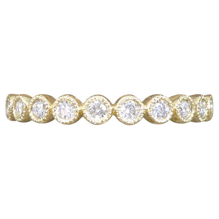 Diamond Half Eternity Ring in Circular Style Rub Over Collar Set Yellow