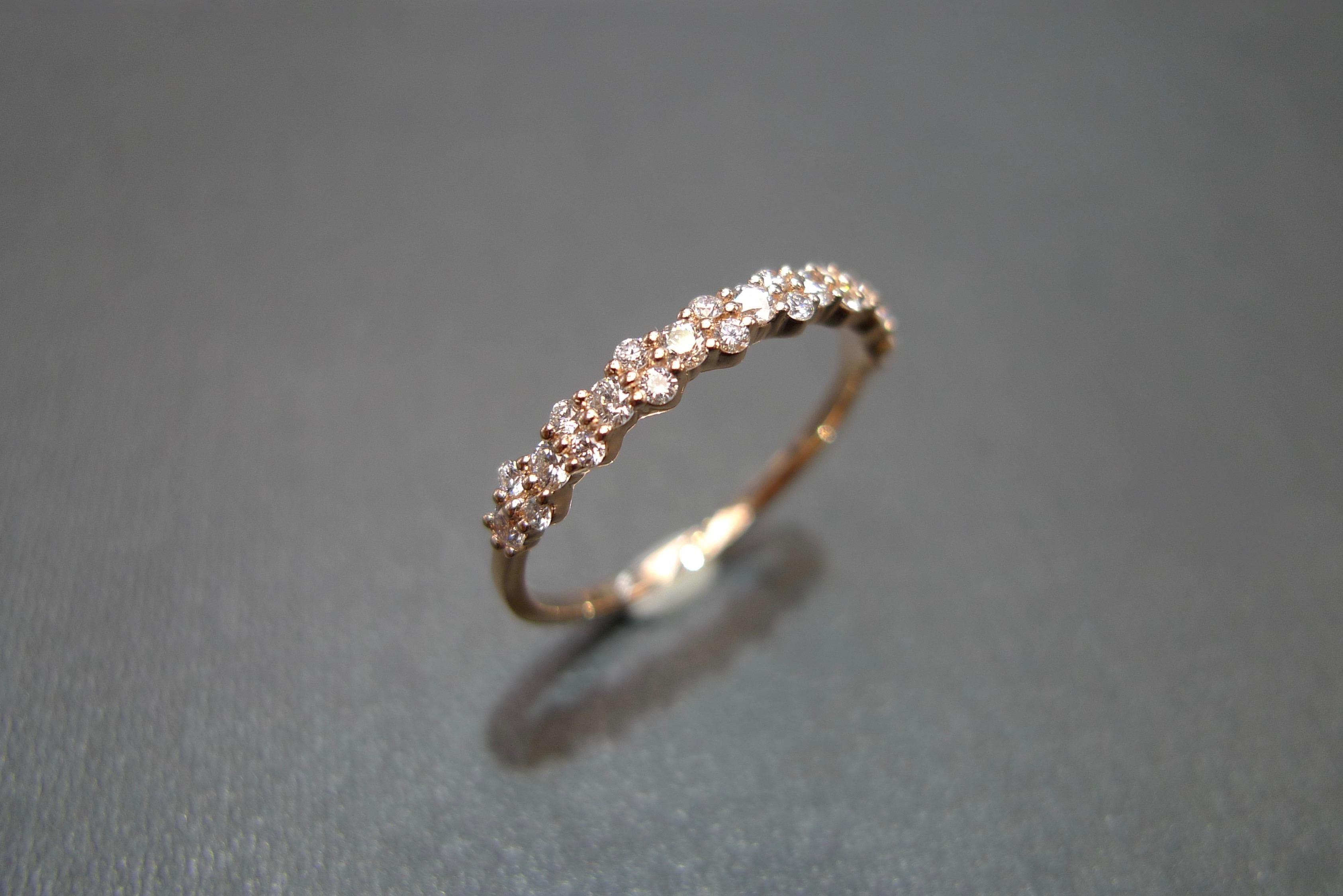 For Sale:  Diamond Half Eternity Ring Pattern Ring Band in 18k Yellow Gold 6