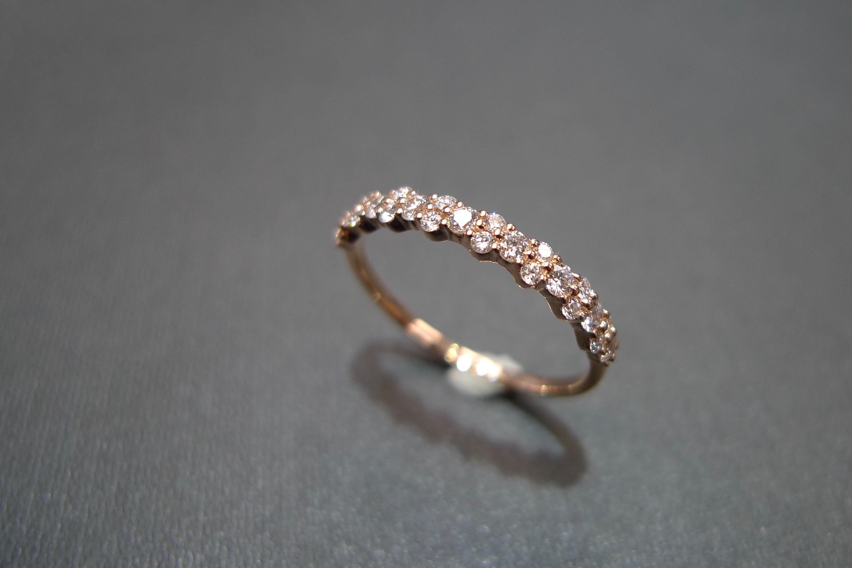 For Sale:  Diamond Half Eternity Ring Pattern Ring Band in 18k Yellow Gold 8