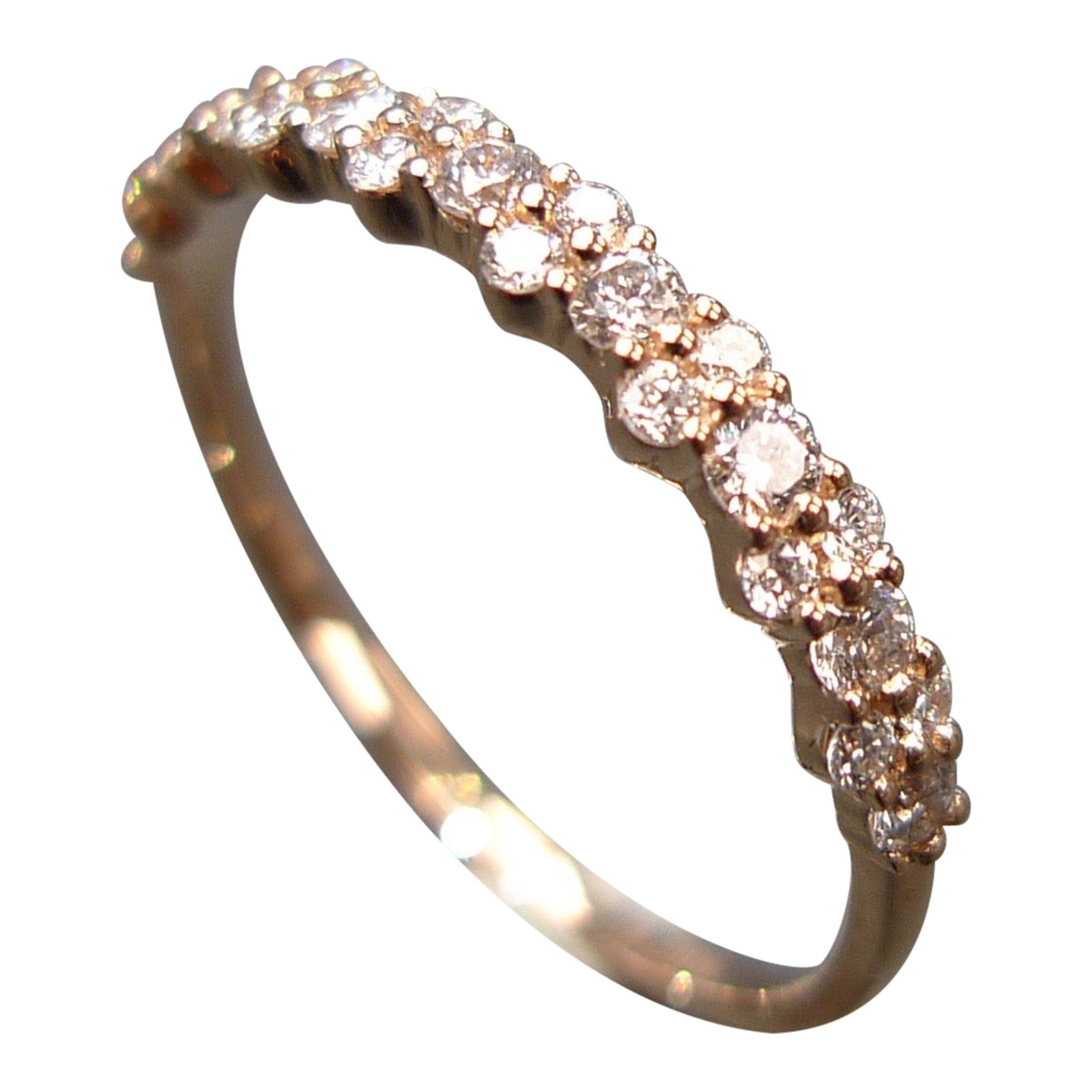 Diamond Half Eternity Ring Pattern Ring Band in 18k Yellow Gold