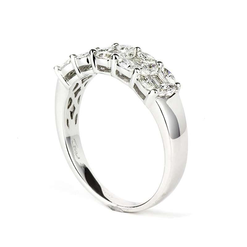 Women's Diamond Half Eternity Wedding Band Ring 0.92 Total