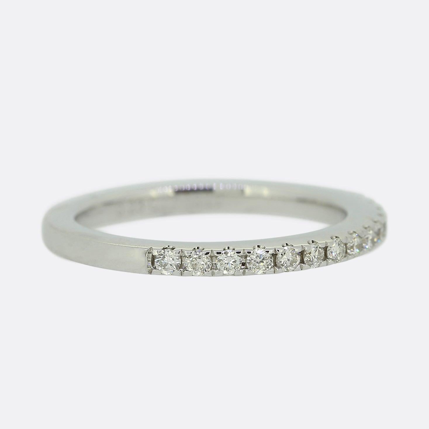 Brilliant Cut Diamond Half Eternity Wedding Band Ring Size I For Sale
