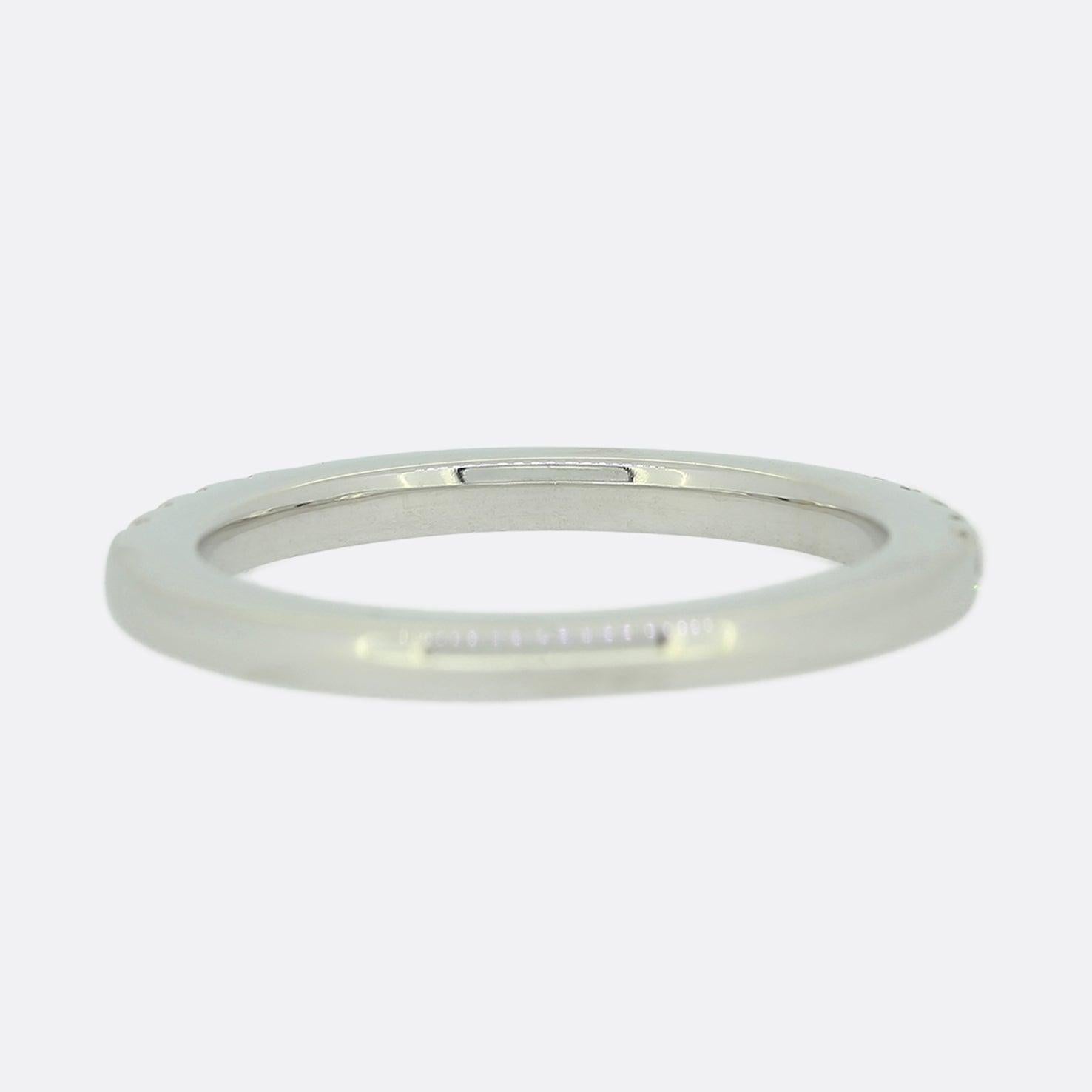 Diamond Half Eternity Wedding Band Ring Size I In Good Condition For Sale In London, GB