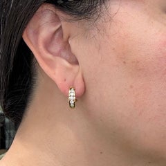 Diamond Half Hoop Earrings Omega Backs 18k yellow Gold