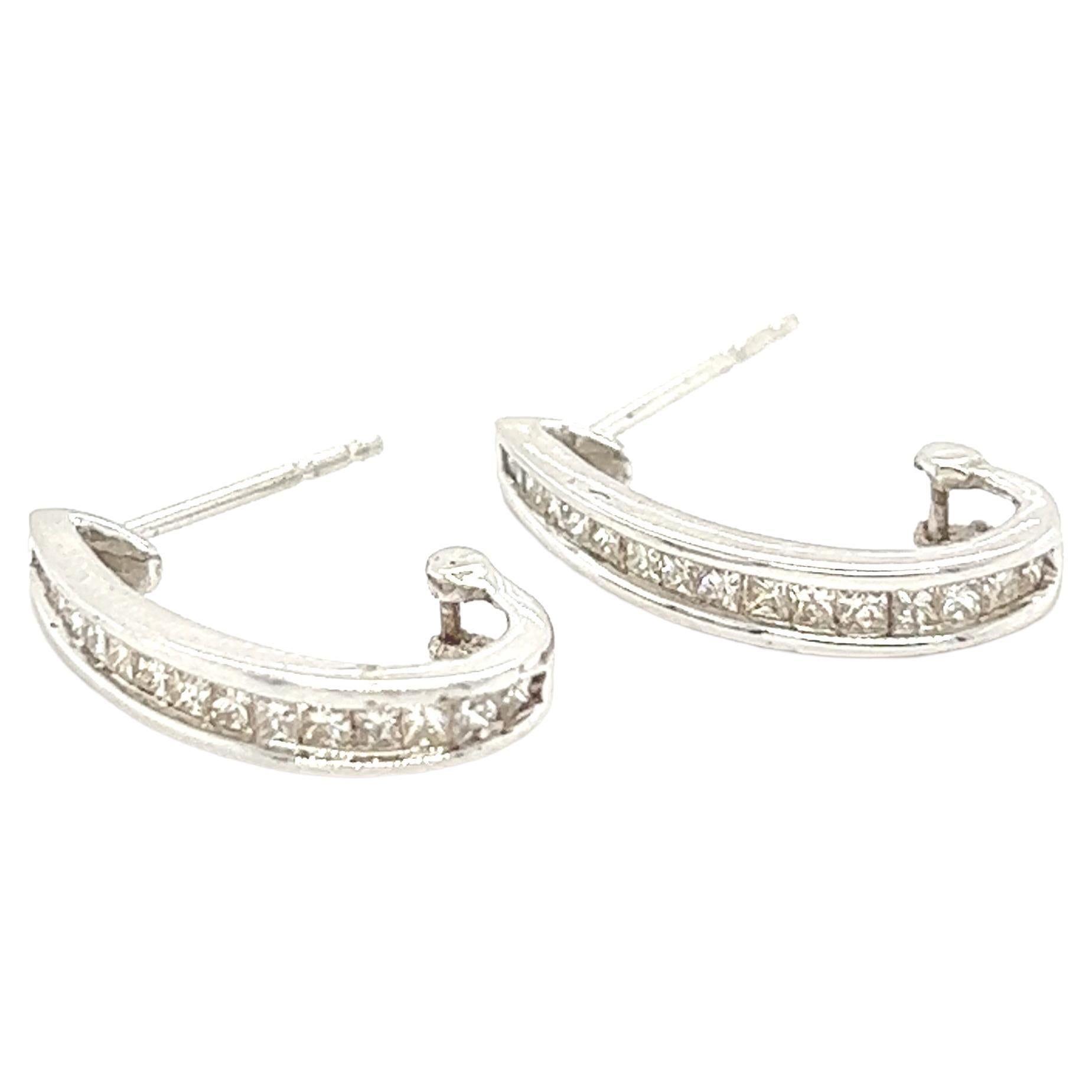 Diamond Half Loop Earrings For Sale