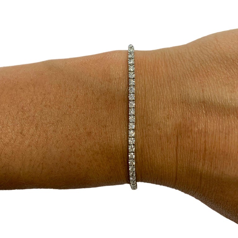 Diamond Half Tennis Bracelet in White Gold For Sale at 1stDibs half