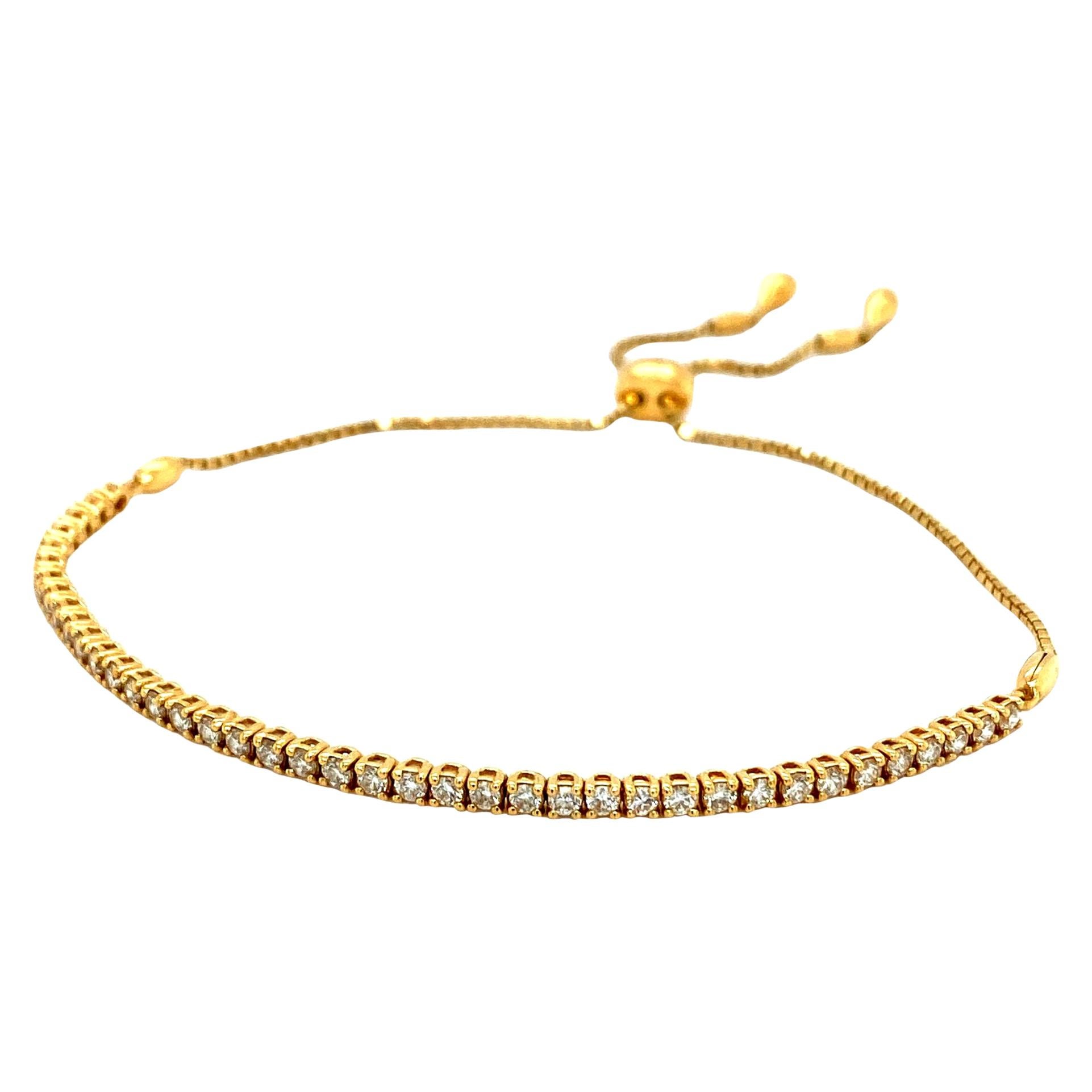 Diamond Half Tennis Bracelet in Yellow Gold For Sale at 1stDibs