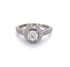 Diamond Halo 14 Karat White Gold Engagement Ring