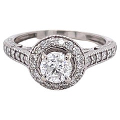 Diamond Halo 14 Karat White Gold Engagement Ring