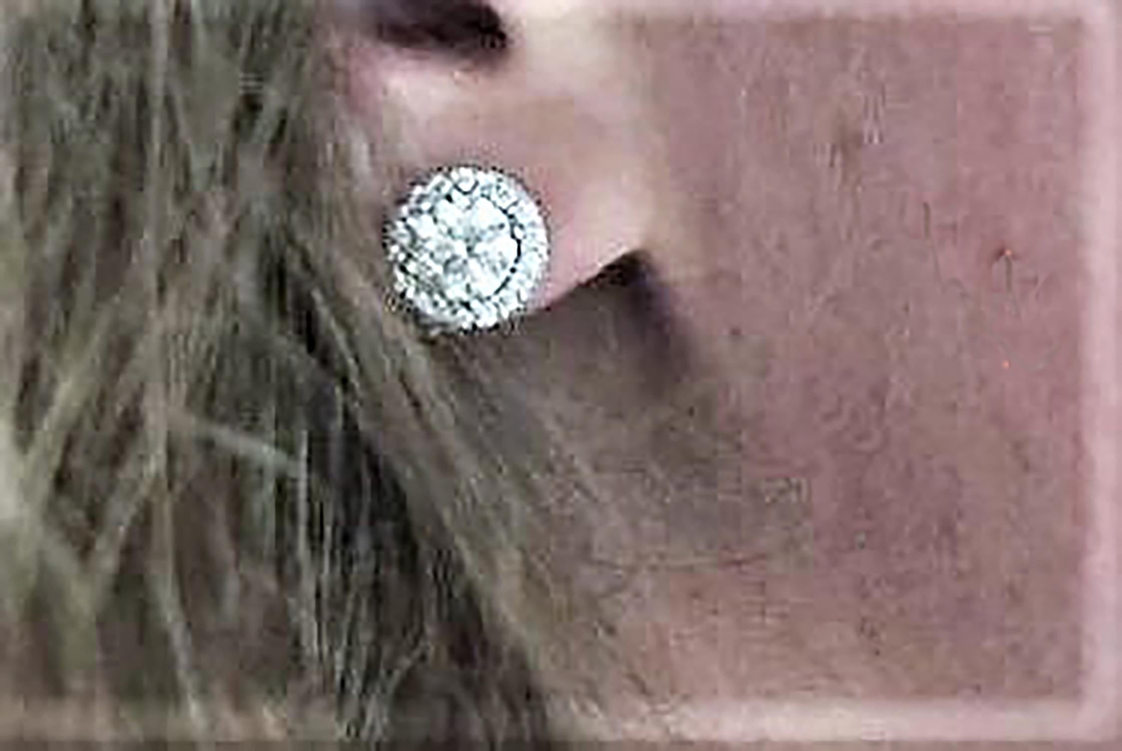Contemporary Diamond Halo 18 Karat White Gold Earrings Custom Order Your Old Diamond Studs