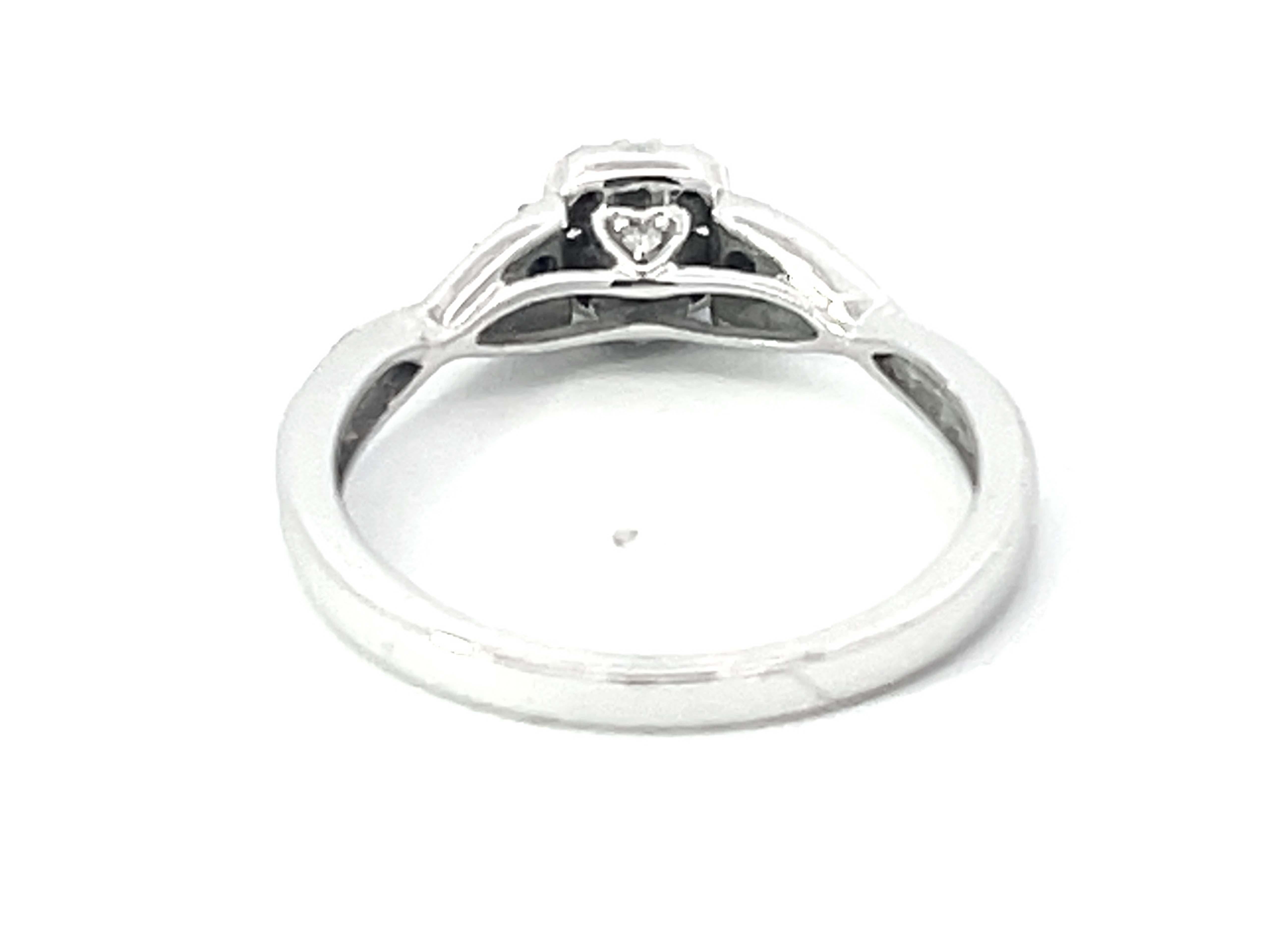 Diamond Halo and Sapphire Ring in 10k White Gold For Sale 1
