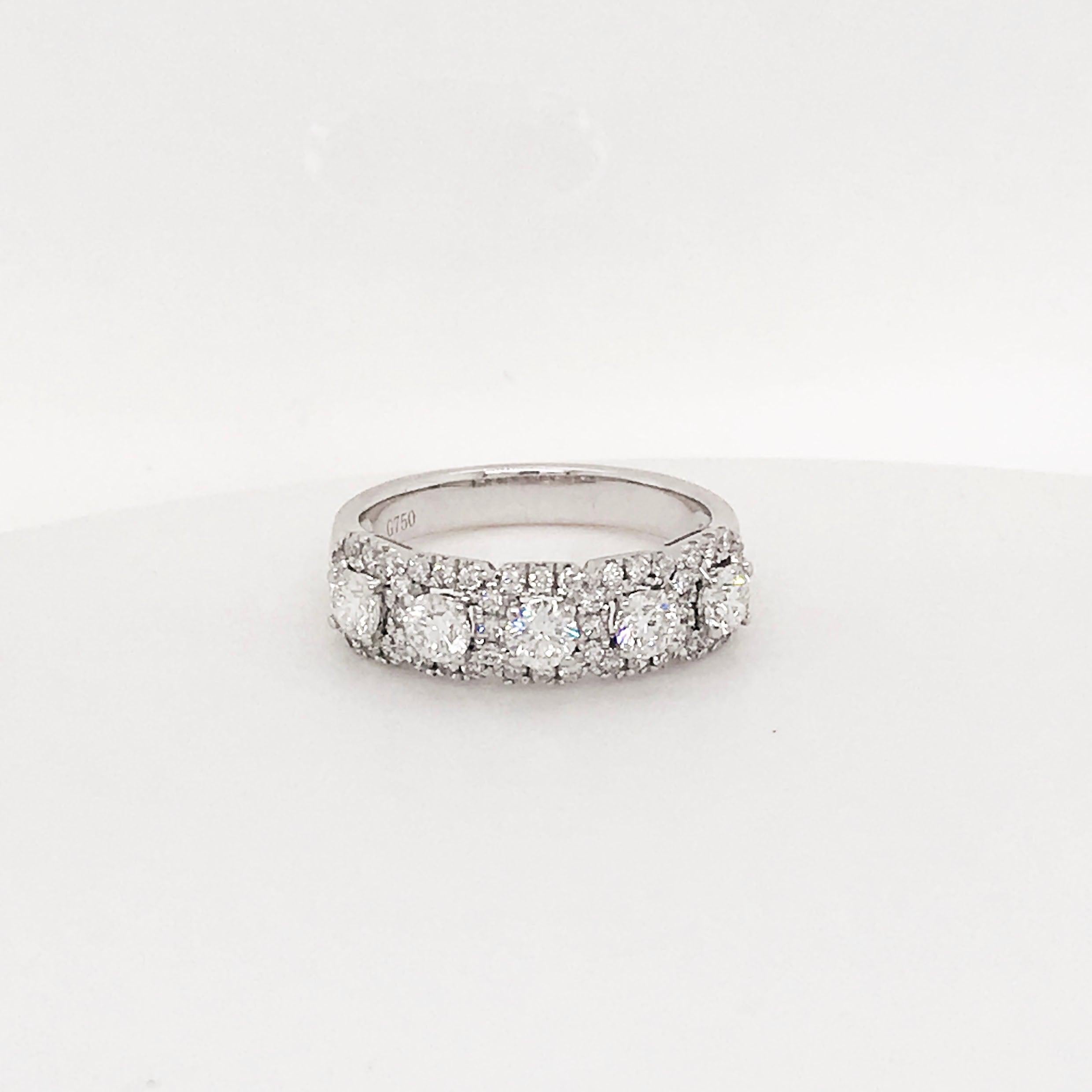 For Sale:  Diamond Halo Anniversary Band, 1.18 Ct Five-Round Diamond Band in 18k White Gold 2