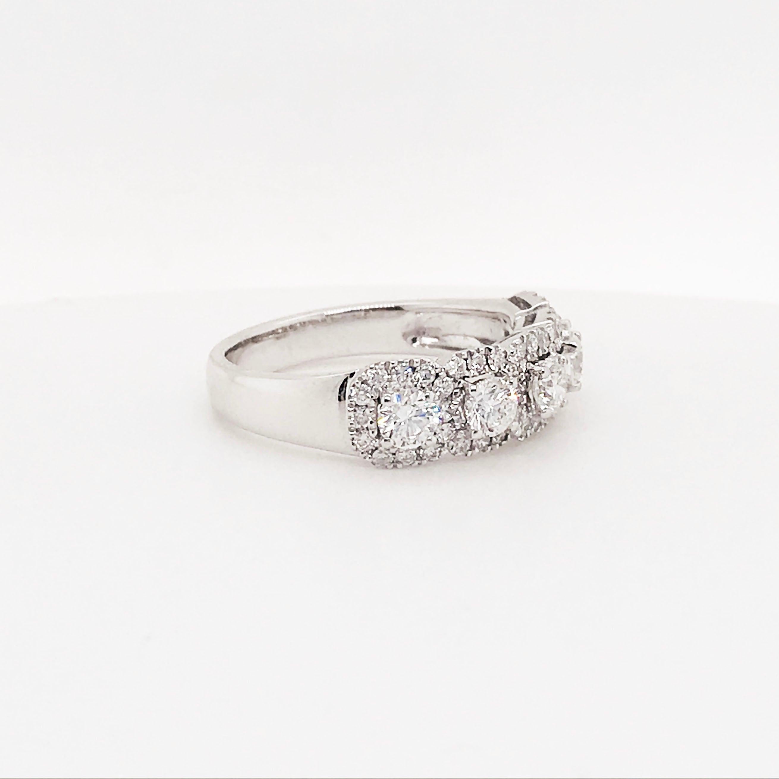 For Sale:  Diamond Halo Anniversary Band, 1.18 Ct Five-Round Diamond Band in 18k White Gold 3