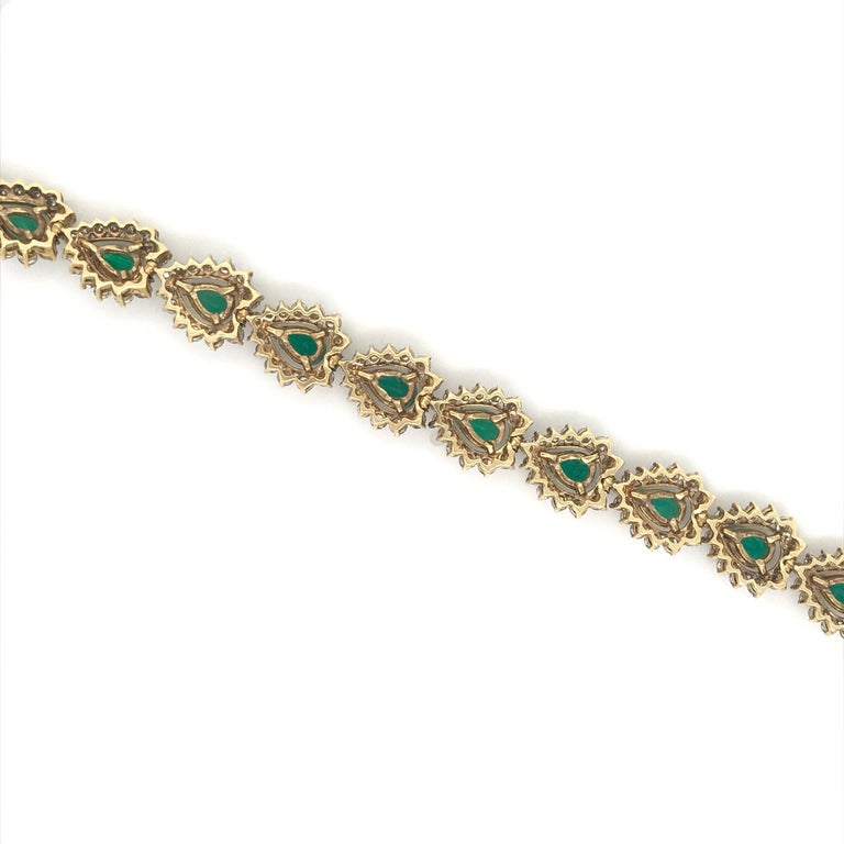 Diamond Halo Bracelet with Pear Shape Emeralds 13.25 Carat 18 Karat ...