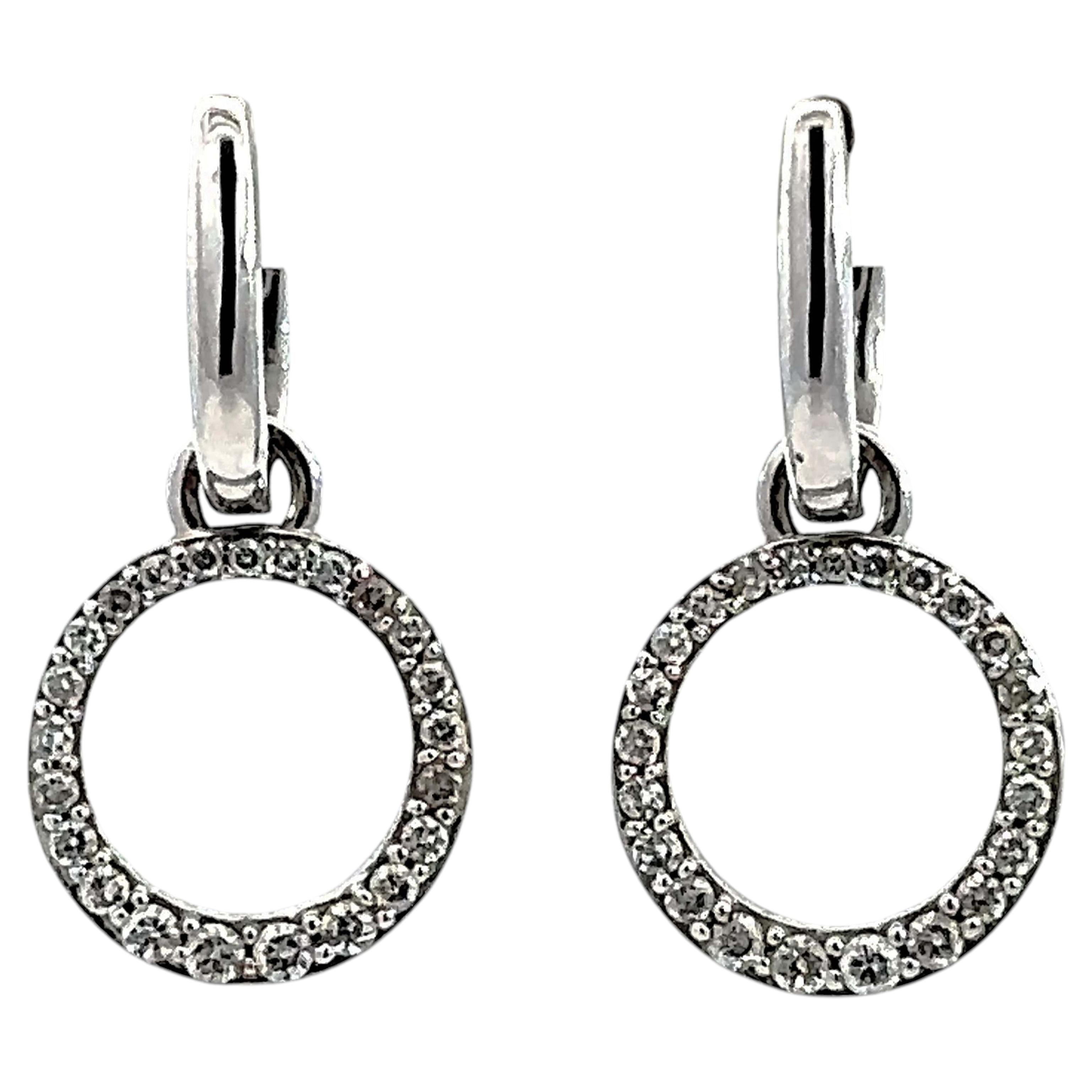 Diamant-Halo-Ohrhänger aus 14-karätigem Weißgold im Angebot