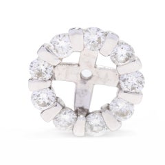 Diamond Halo Earring Jackets, 14K White Gold, Inner Diameter