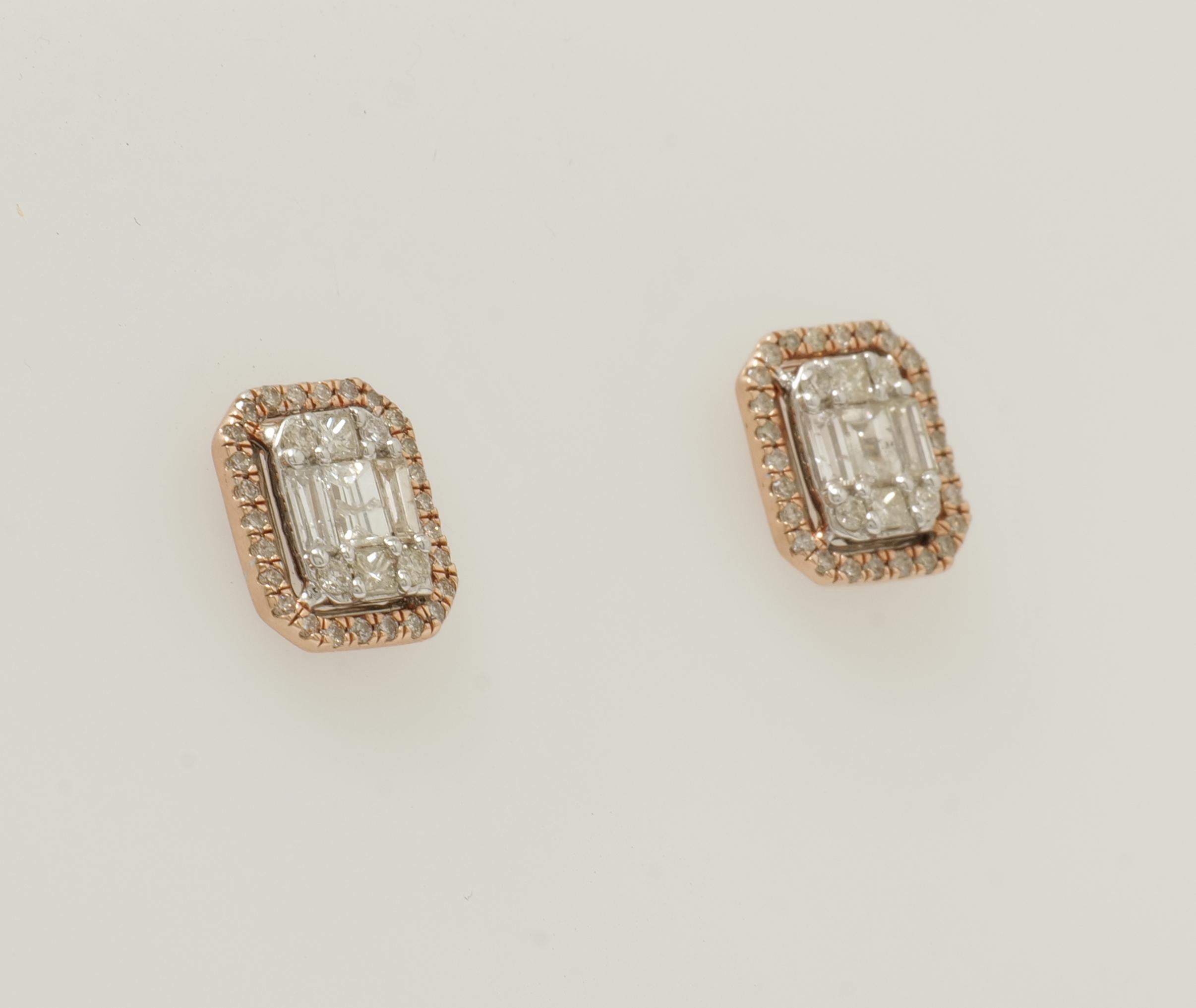 Orecchini con diamanti a raggiera in oro massiccio 14K (certificati) in vendita 2