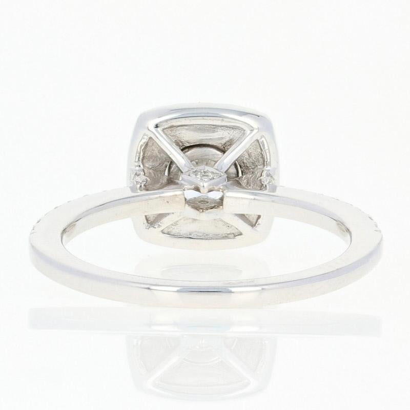 Diamond Halo Engagement Ring, 14 Karat White Gold Round Cut .85 Carat 2