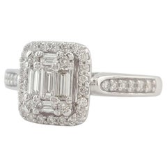 Diamond Halo Engagement Ring in 14k White Gold