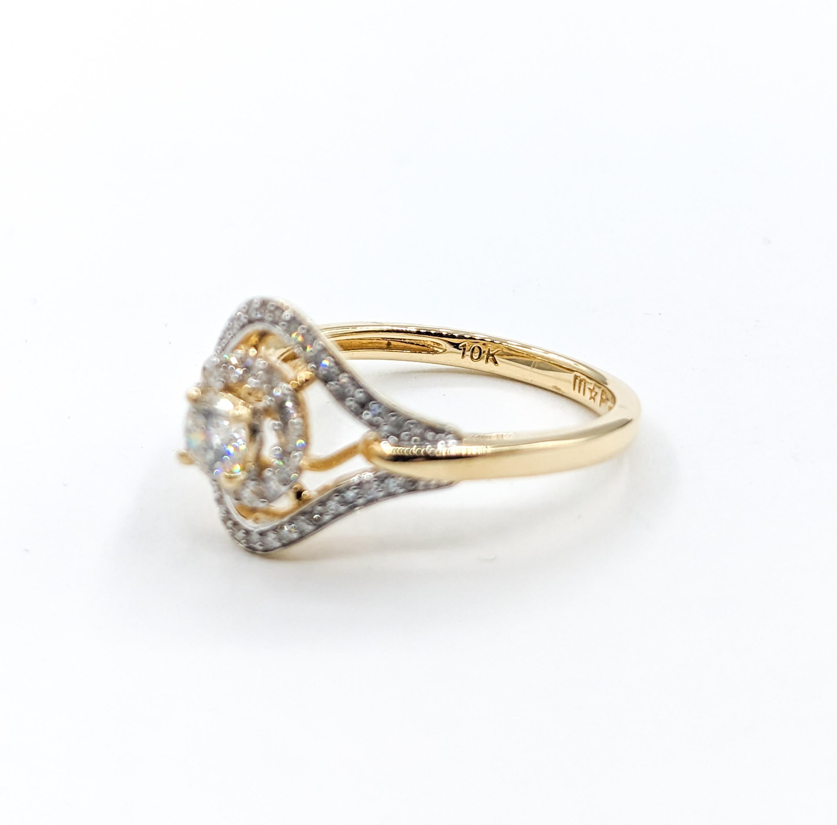 Diamond Halo Engagement Ring in Gold For Sale 4