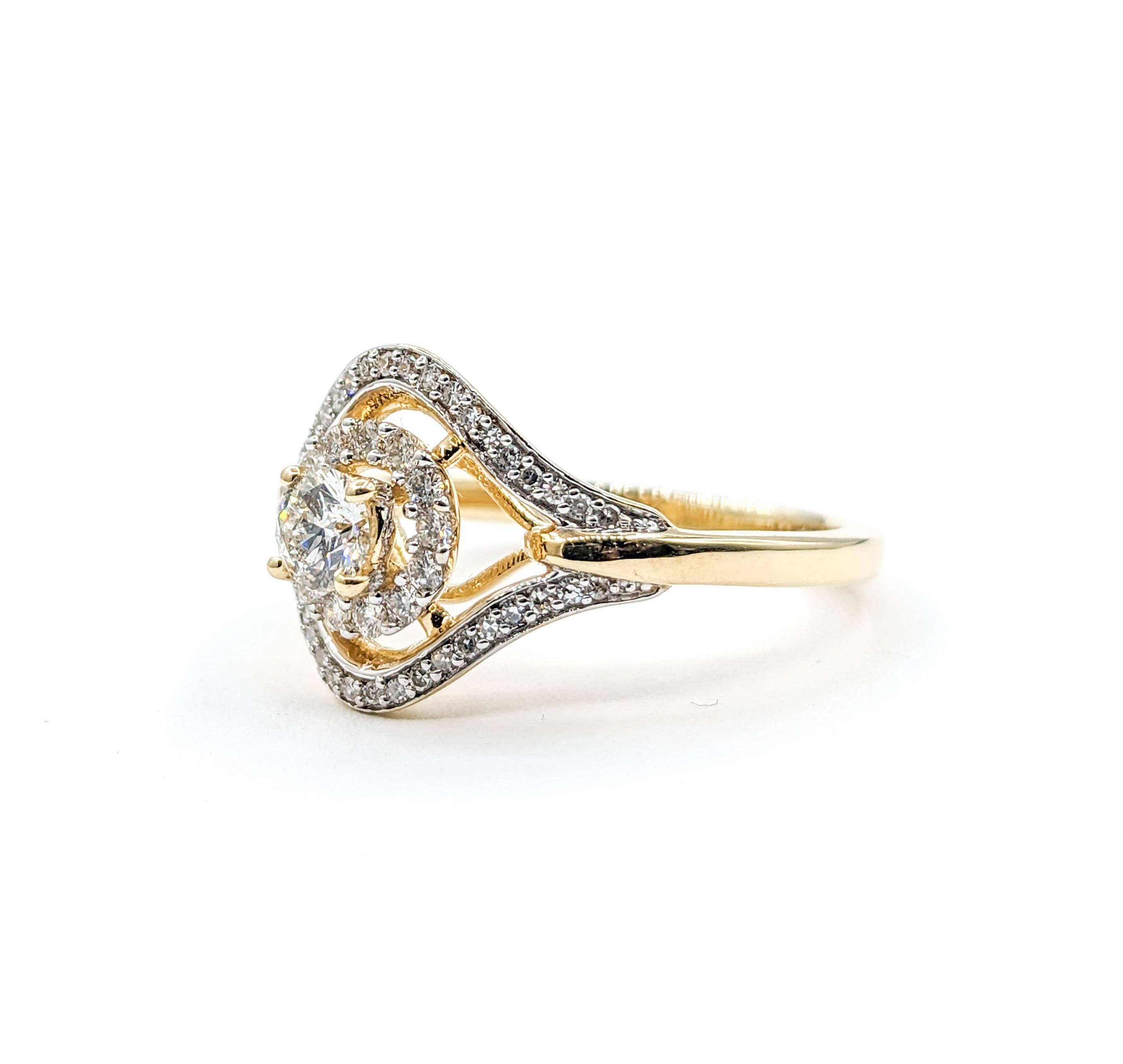Diamond Halo Engagement Ring in Gold 3