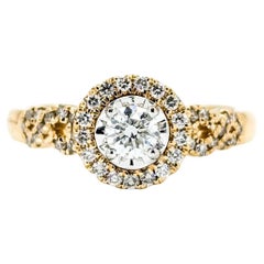 Diamant-Halo-Verlobungsring aus Gelbgold