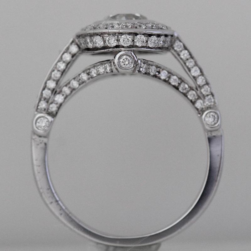 Round Cut Diamond Halo Engagement Ring Set in Platinum 1.90+ Carat Natural Round For Sale