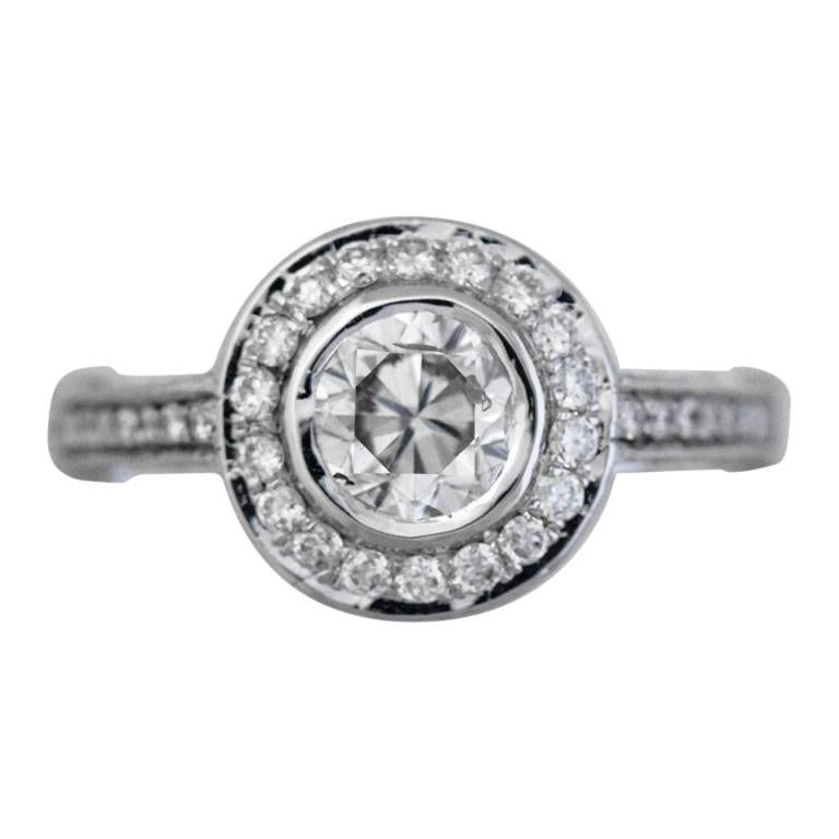 Diamond Halo Engagement Ring Set in Platinum 1.90+ Carat Natural Round For Sale