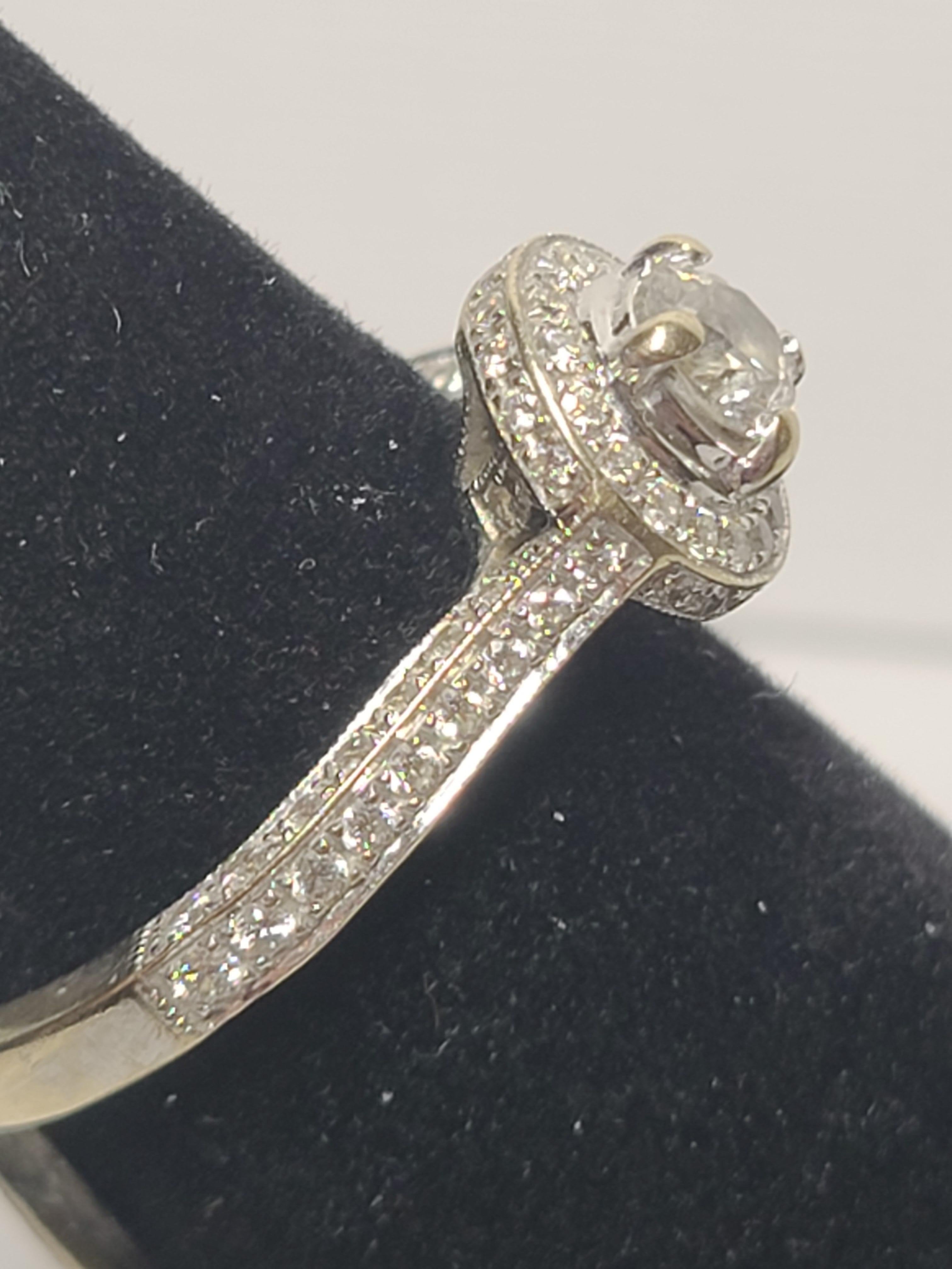 Diamond Halo Engagement Ring with Natural Stones In Good Condition For Sale In Endwell, NY