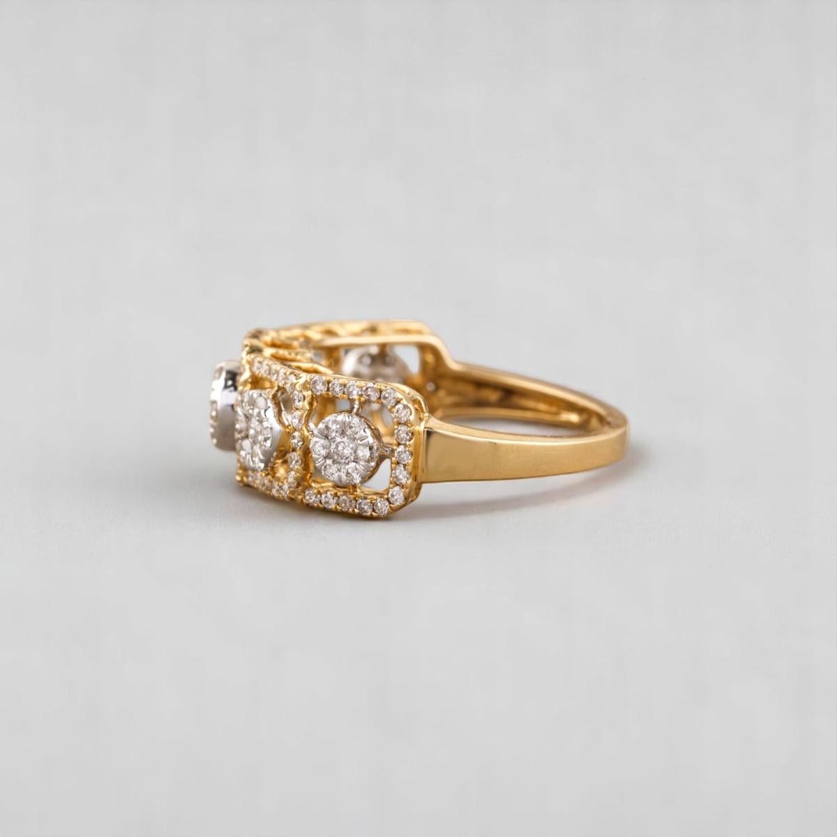 Women's Diamond Halo Eternity Ring in 14K Solid Gold (Certified) For Sale