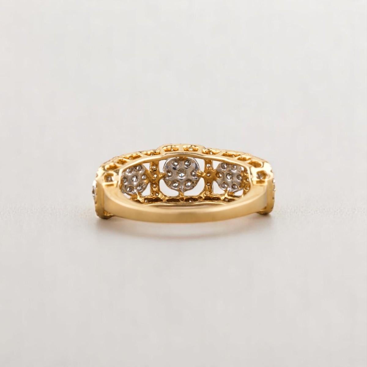 Diamond Halo Eternity Ring in 14K Solid Gold (Certified) For Sale 2