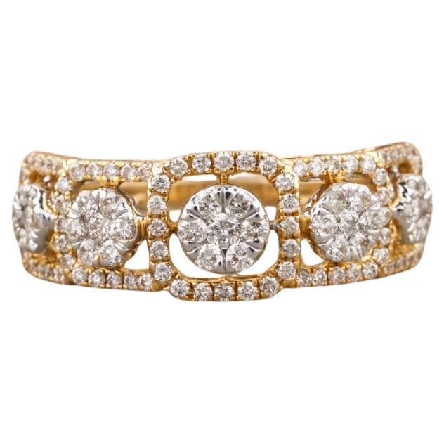 Diamond Halo Eternity Ring in 14K Solid Gold (Certified)