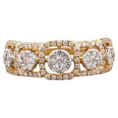 Diamond Halo Eternity Ring in 14K Solid Gold (Certified)
