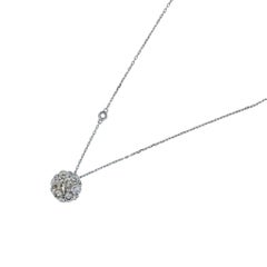 Diamond Halo Flower 18 Karat White Gold Pendant Dainty Chain Station Necklace